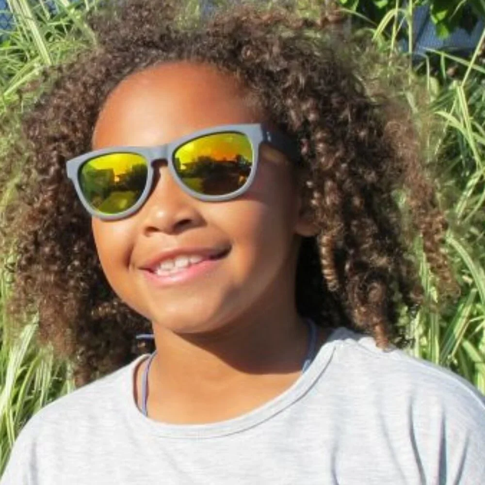 😎 Kids minishades Polarized Sunglasses, Gray with Orange Mirror Lenses